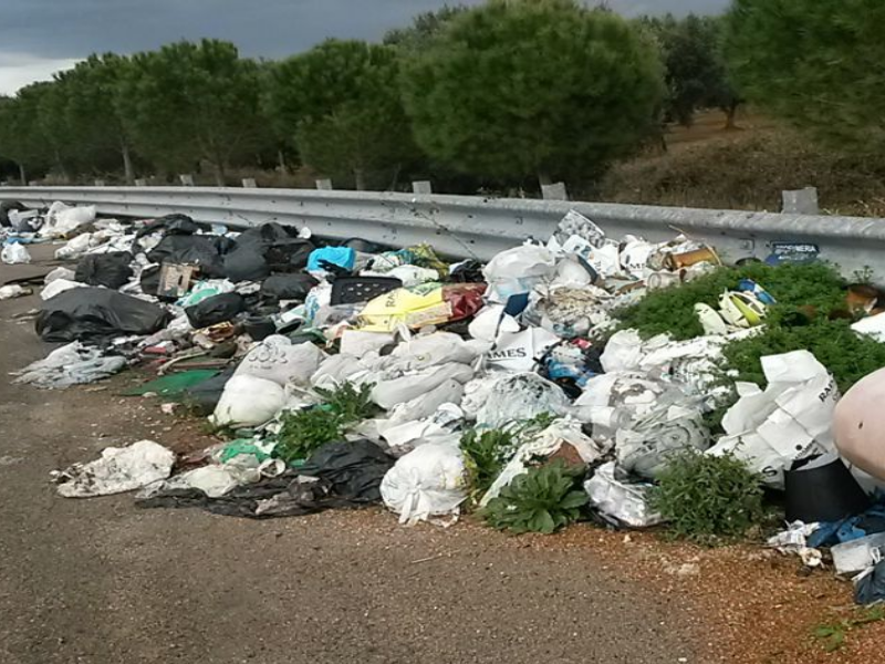 Rifiuti abbandonati lungo la tangenziale e sulle piazzole di sosta